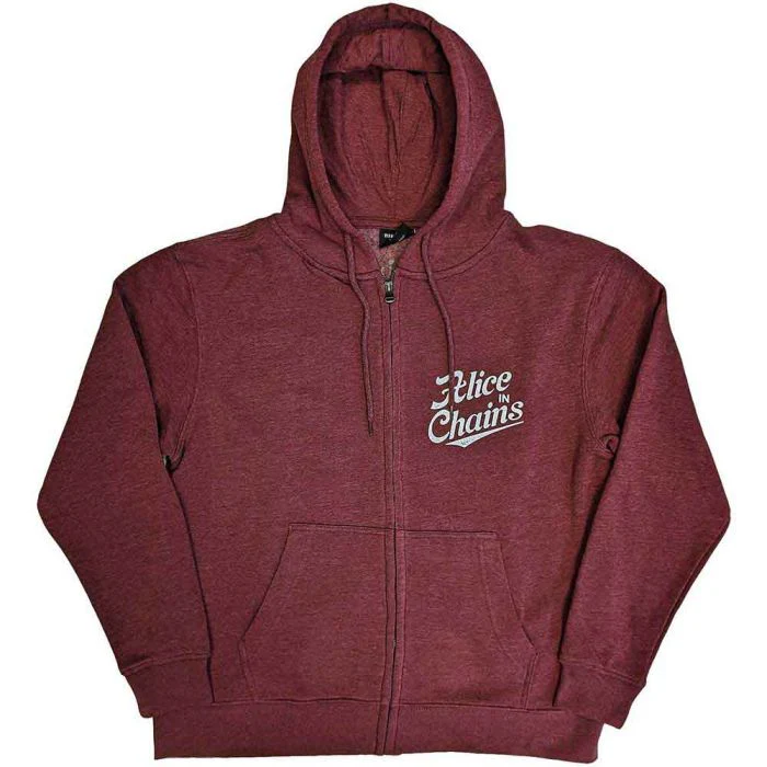 Alice In Chains - Zip Maroon Hoodie (Circle Logo) - 100% Official Merchandise - Image 2