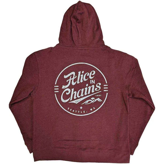 Alice In Chains - Zip Maroon Hoodie (Circle Logo) - 100% Official Merchandise - Image 3