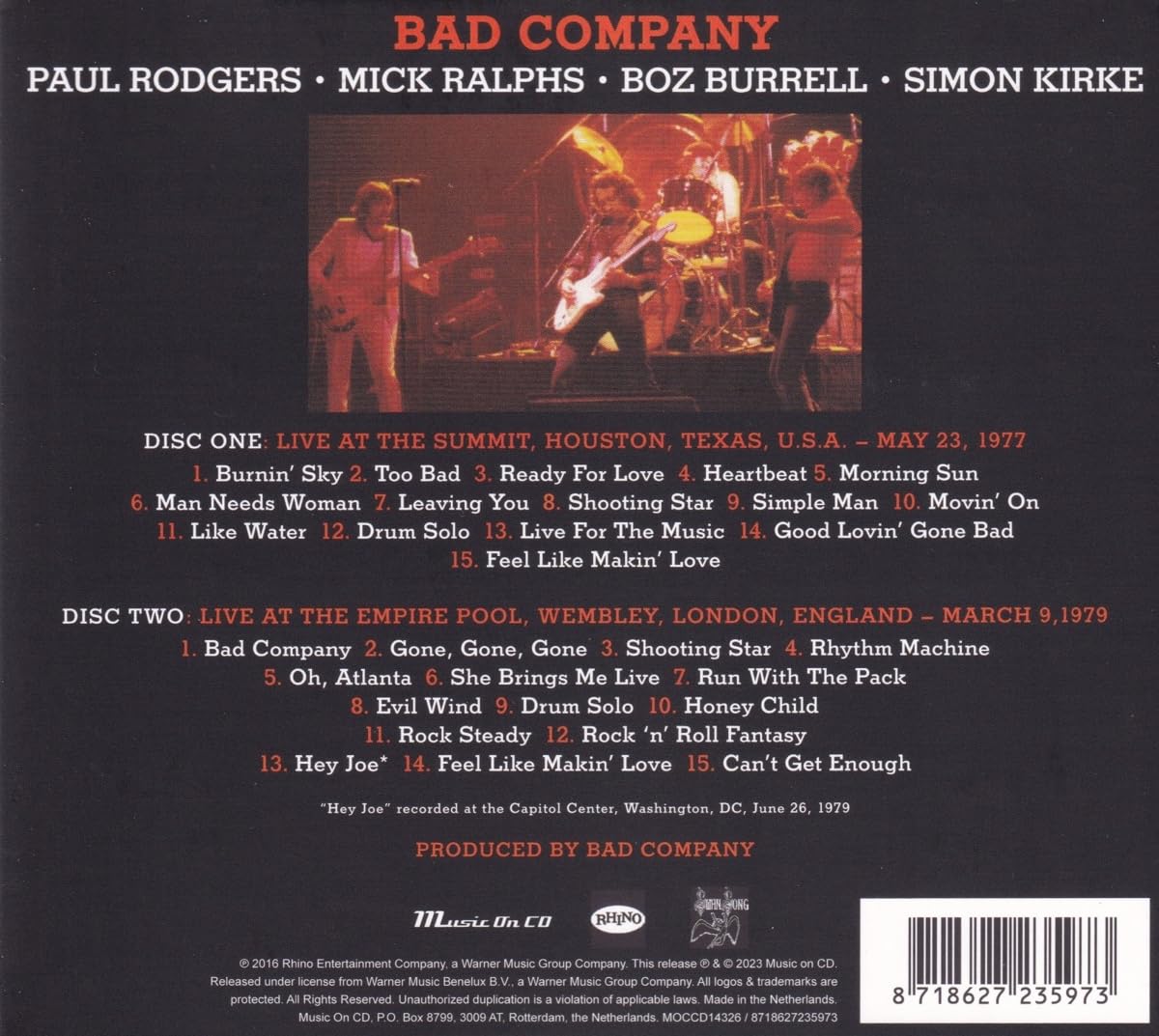 Bad Company - Live 1977 & 1979 (2023 2CD reissue) - CD - New - Image 2