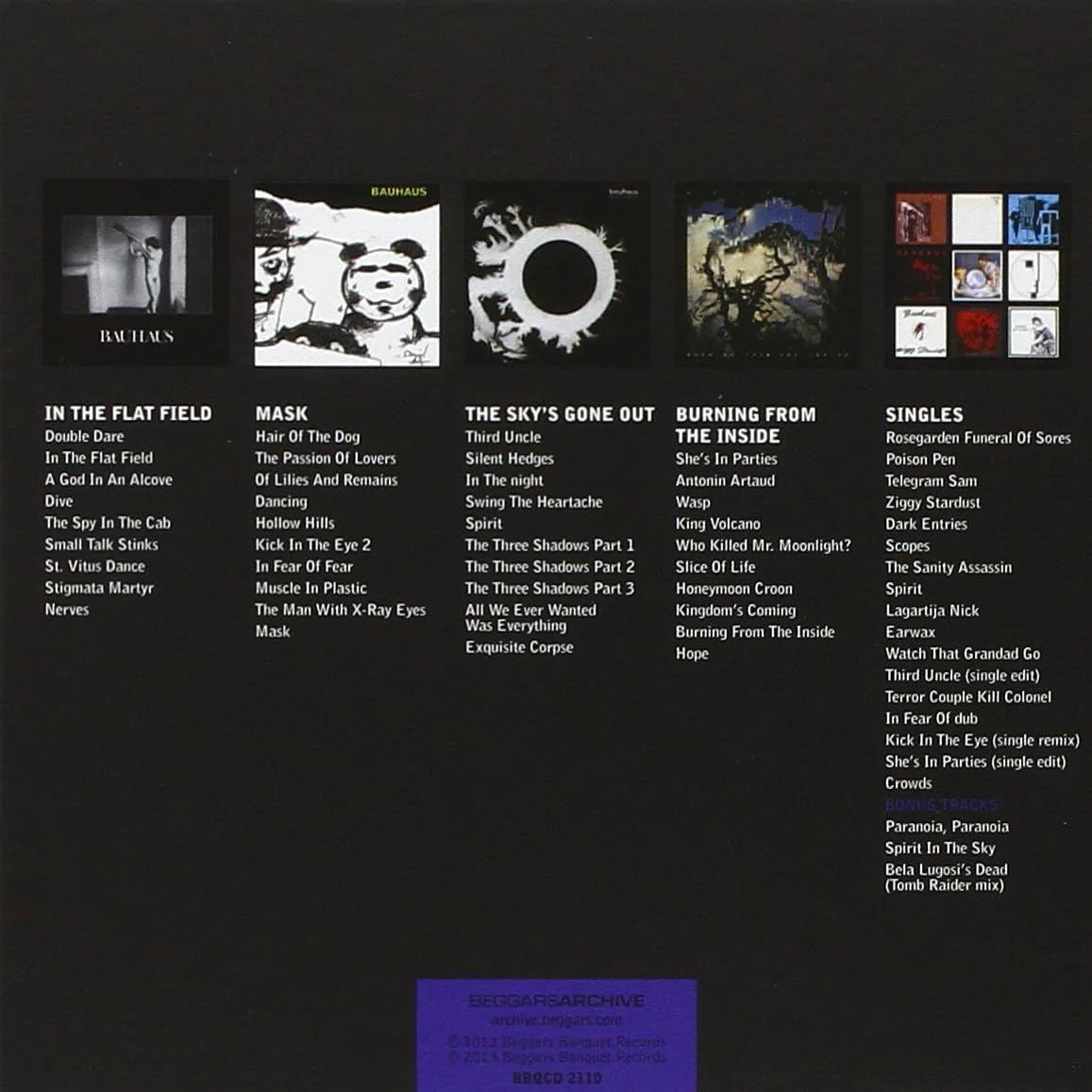 Bauhaus - 5 Albums (In The Flat Field/Mask/The Sky's Gone Out/Burning From The Inside/Singles) (5CD Box Set) - CD - New - Image 2