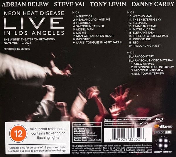 Beat (Belew/Vai/Levin/Carey) - Live (2CD/Blu-Ray with slipcase) (RA/B/C) (Euro.) - CD - New - Image 2