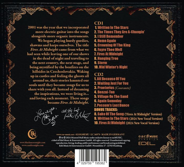 Blackmore's Night - Fires At Midnight (2024 25th Anniversary Ed. 2CD remixed reissue with 3 bonus tracks) - CD - New - Image 2