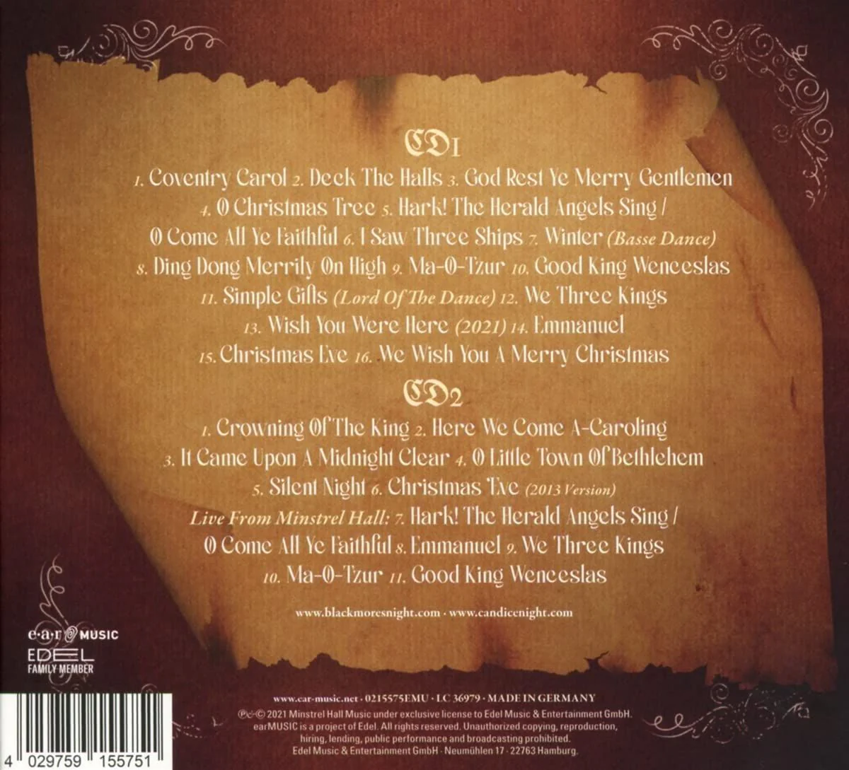 Blackmore's Night - Winter Carols (2021 Deluxe Ed. 2CD remastered reissue) - CD - New - Image 2