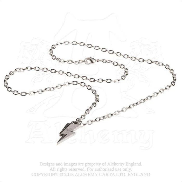 Bowie, David - Pewter Pendant and Chain - Lightning Flash (25mm x 8mm) - Image 2