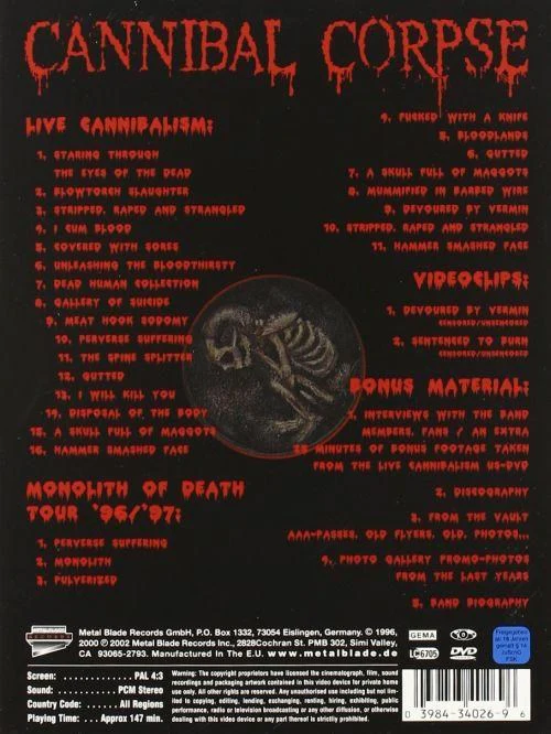 Cannibal Corpse - Live Cannibalism (Ultimate Ed. w. Monolith Of Death Tour 96/97) (R0) - DVD - Music - Image 2
