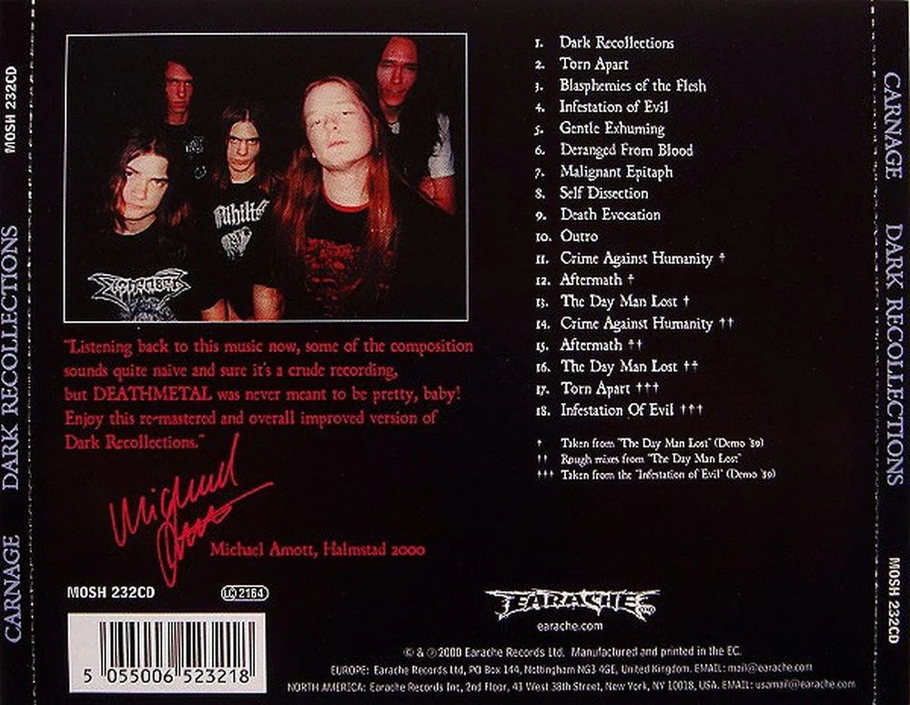 Carnage - Dark Recollections (2021 reissue) - CD - New - Image 2