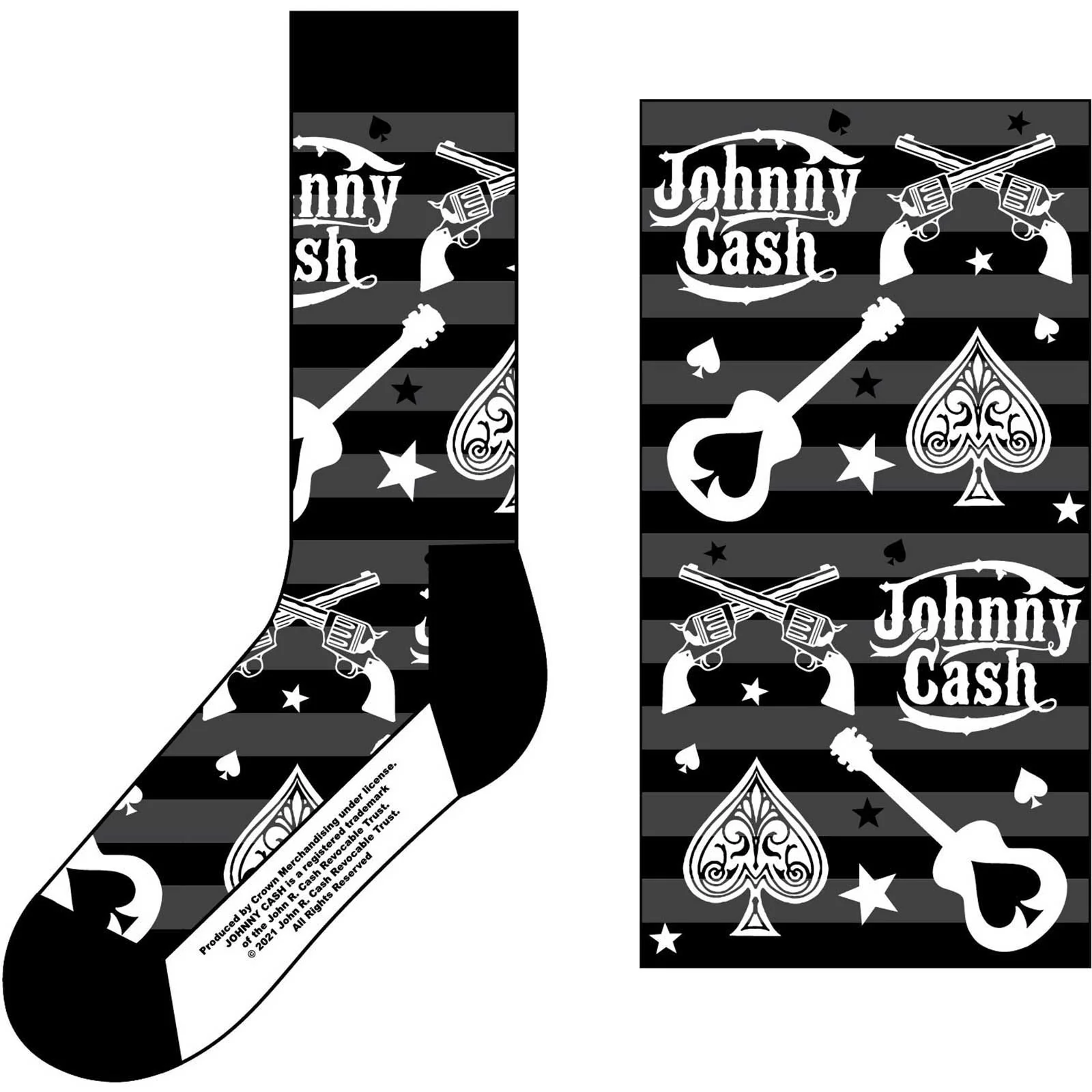 Cash, Johnny - Crew Socks (Fits Sizes 7 to 11) - Guitars & Guns - Image 2