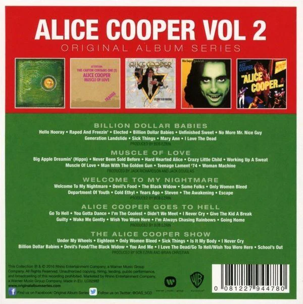Cooper, Alice - Original Album Series Vol 2 (Billion Dollar Babies/Muscle Of Love/Welcome To My Nightmare/Alice Cooper Goes To Hell/The Alice Cooper Show) (5CD) - CD - New - Image 2