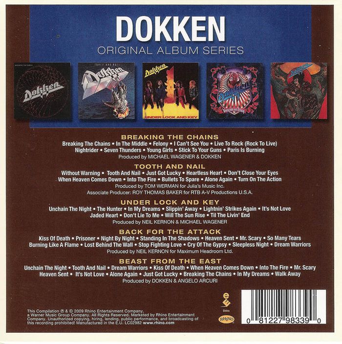 Dokken - Original Album Series (Breaking The Chains/Tooth And Nail/Under Lock And Key/Back For The Attack/Beast From The East) (5CD) - CD - New - Image 2
