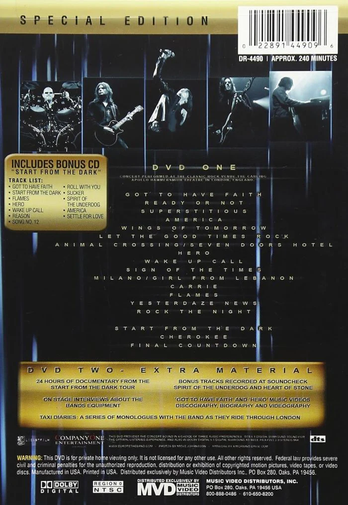 Europe - Live From The Dark (Special Ed. DVD/CD) (R0) - DVD - Music - Image 2