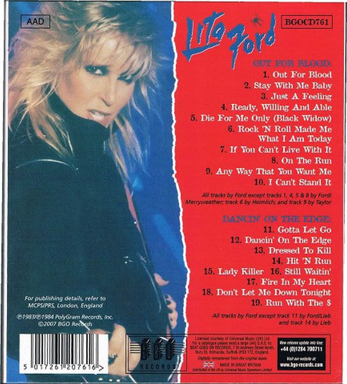 Ford, Lita - Out For Blood/Dancin' On The Edge (2007 rem. reissue) - CD - New - Image 2