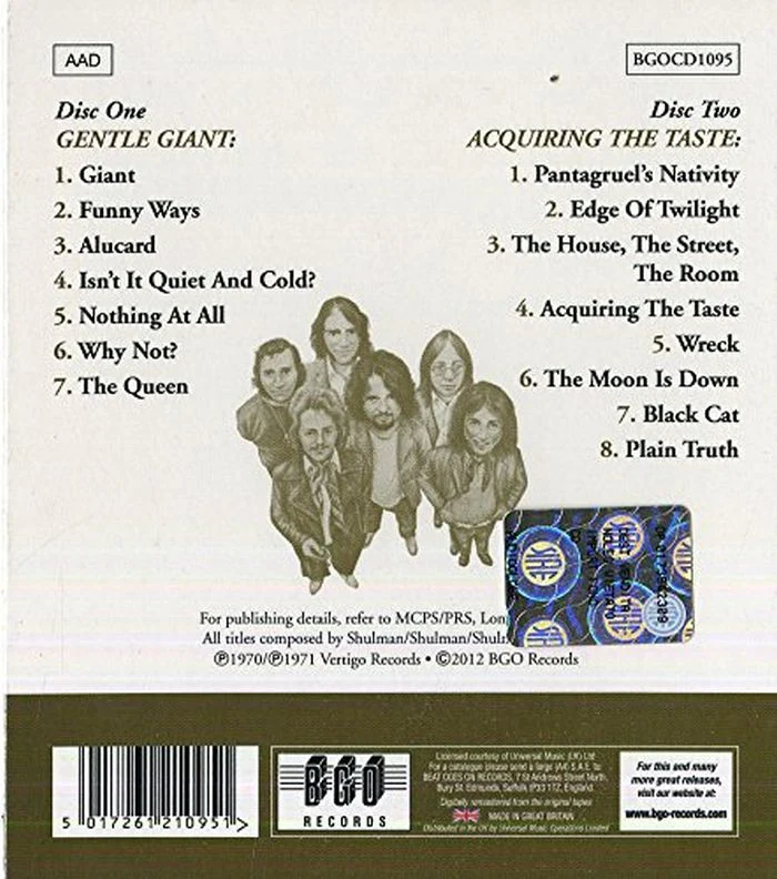 Gentle Giant - Gentle Giant/Acquiring The Taste (2012 2CD remastered reissue) - CD - New - Image 2