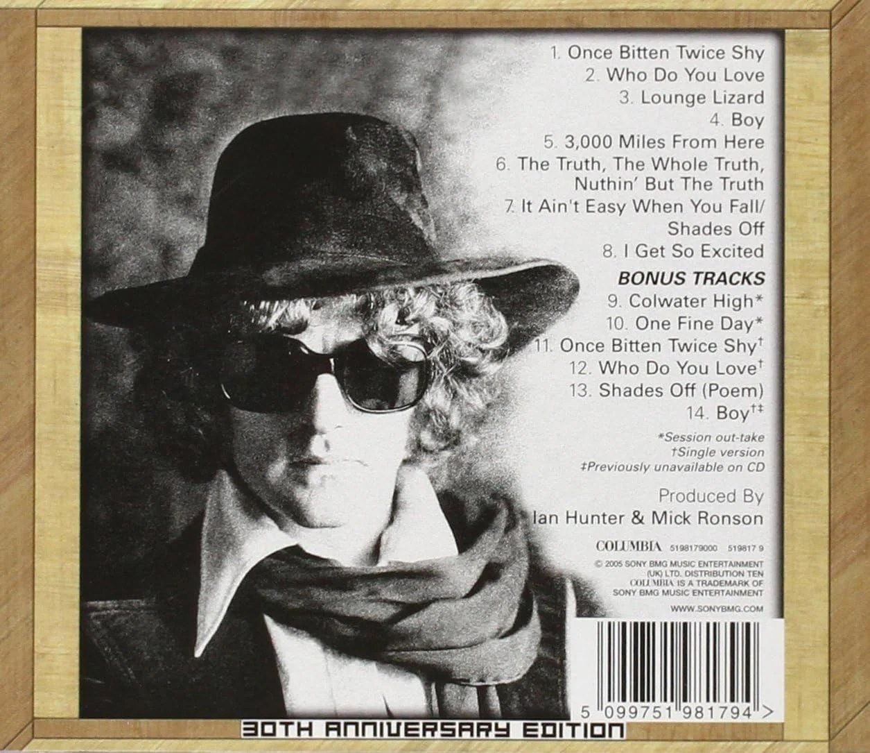 Hunter, Ian - Ian Hunter (30th Anniversary Ed. 2005 reissue with 6 bonus tracks) - CD - New - Image 2