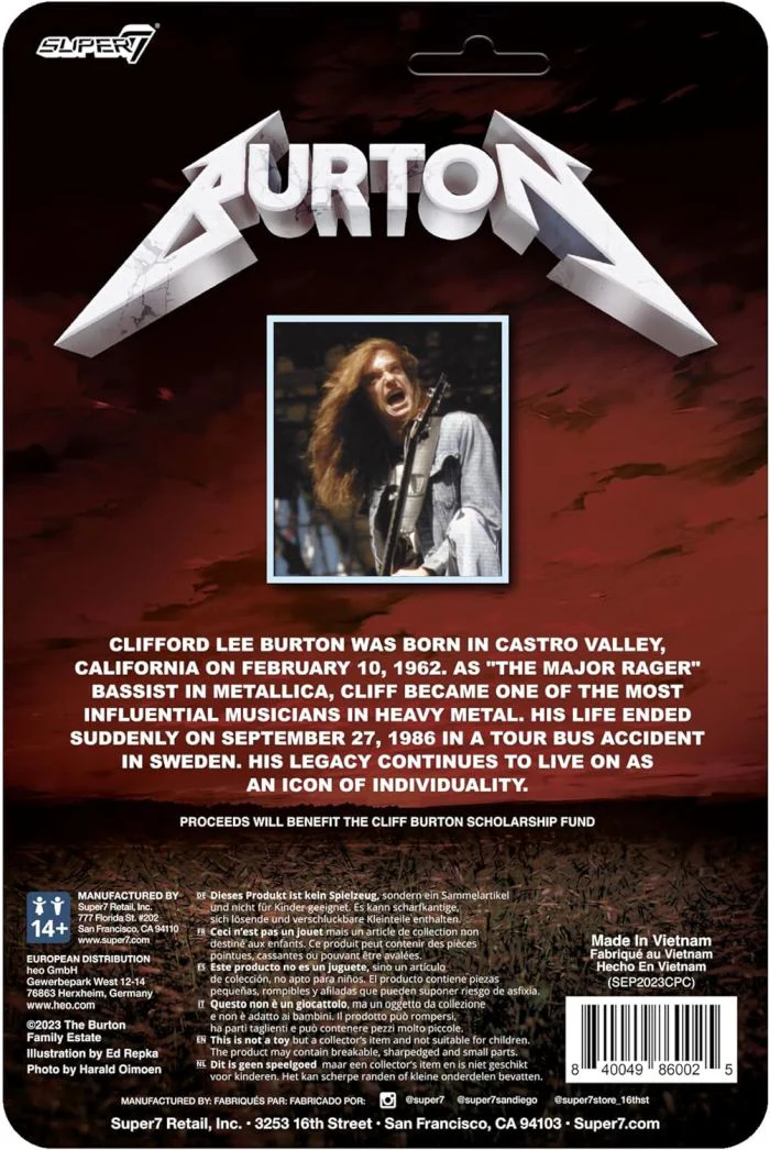 Metallica - Cliff Burton (Flannel Shirt) 3.75 inch Super7 ReAction Figure - Image 3
