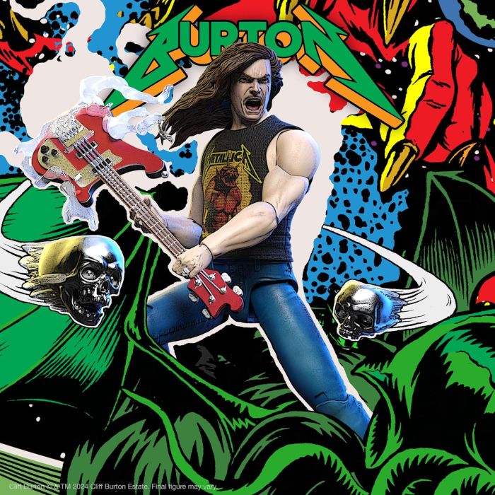 Metallica - Cliff Burton (Wave 2 - Superhero Poster) ULTIMATES! 7 inch Super7 ReAction Figure - Image 6
