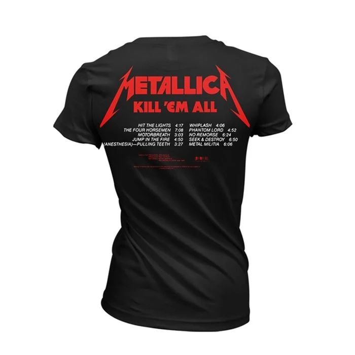 Metallica - Kill Em All Track List Womens Fitted Black Shirt - 100% Official Merchandise - Image 2