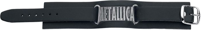 Metallica - Leather Wristband with Pewter Logo - Image 2