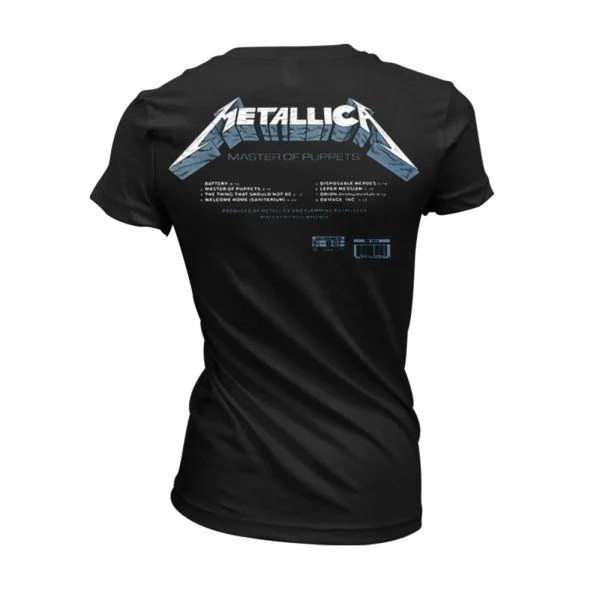 Metallica - Master Of Puppets Tracks Womens Fitted Black Shirt - 100% Official Merchandise - Image 2