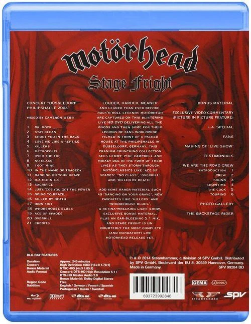 Motorhead - Stage Fright (2019 reissue) (RA/B/C) - Blu-Ray - Music - Image 2