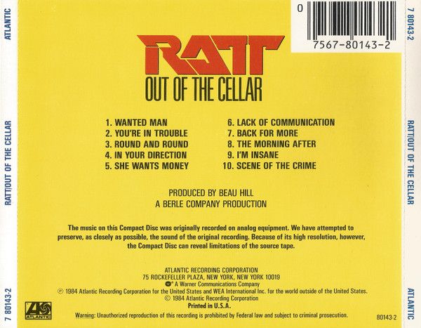 Ratt - Out Of The Cellar - CD - New - Image 2