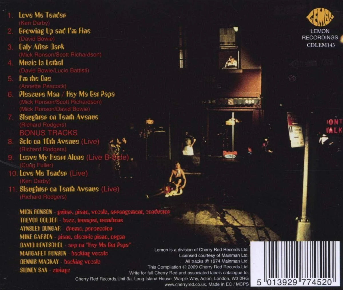 Ronson, Mick - Slaughter On 10th Avenue (2009 reissue with 4 bonus tracks) - CD - New - Image 2