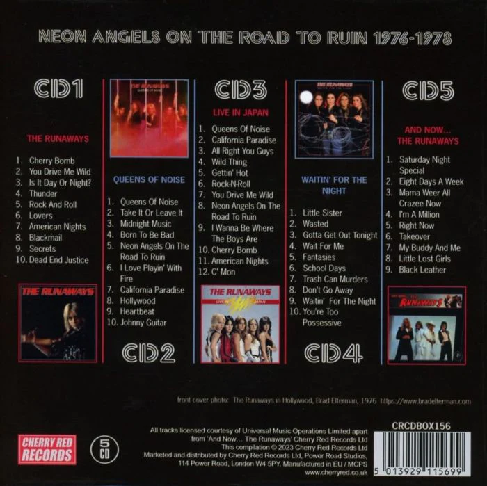 Runaways - Neon Angels On The Road To Ruin 1976-1978 (The Runaways/Queens Of Noise/Live In Japan/Waitin' For The Night/And Now...The Runaways) (5CD Box Set) - CD - New - Image 2