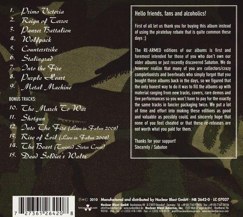 Sabaton - Primo Victoria (Re-Armed w. 6 bonus tracks) - CD - New - Image 2