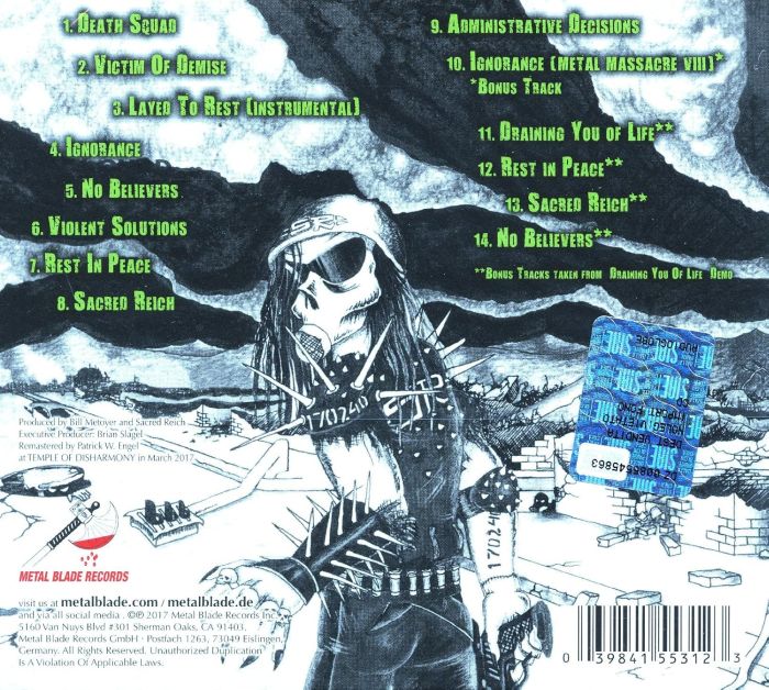 Sacred Reich - Ignorance (30th Anniversary 2017 remastered digipak reissue with 5 bonus tracks) - CD - New - Image 2