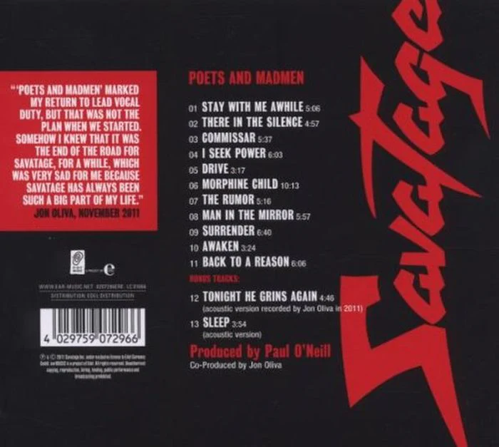 Savatage - Poets And Madmen (w. 2 bonus tracks) - CD - New - Image 2