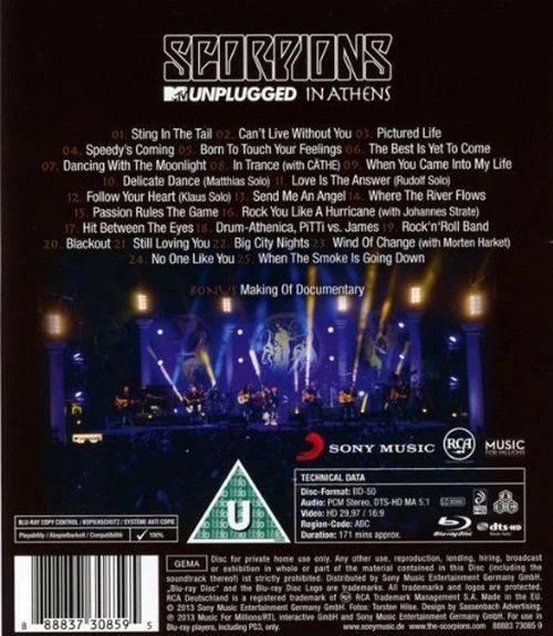 Scorpions - MTV Unplugged In Athens (RA/B/C) - Blu-Ray - Music - Image 2