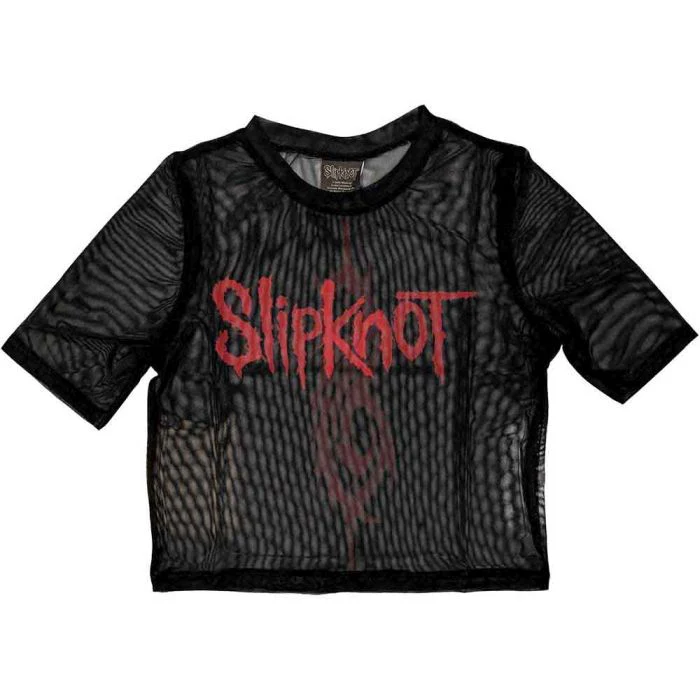 Slipknot - Logo Womens Fitted Black Mesh Crop Top - 100% Official Merchandise - Image 2