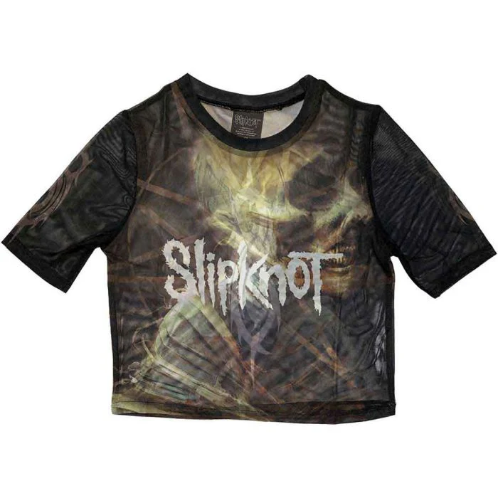 Slipknot - TESF Womens Fitted Black Mesh Crop Top - 100% Official Merchandise - Image 2