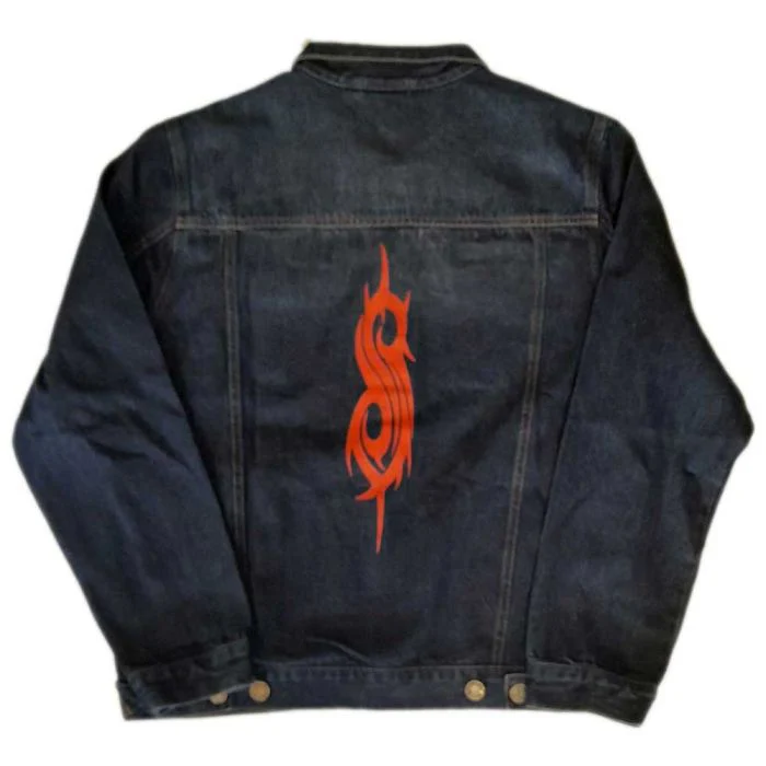 Slipknot - Tribal S Logo - Washed Denim Jacket - Image 3
