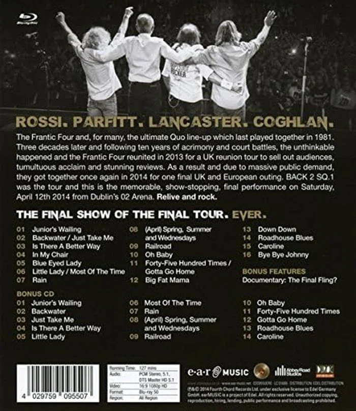 Status Quo - Frantic Four's Final Fling, The: Live At The Dublin 02 Arena (2024 Blu-Ray/CD reissue) (RA/B/C) - Blu-Ray - Music - Image 2