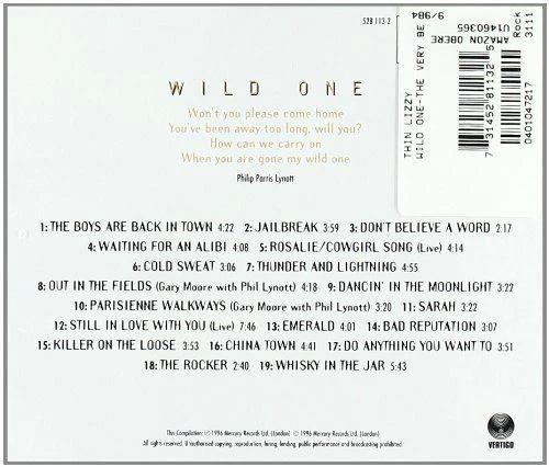 Thin Lizzy - Wild One - The Very Best Of Thin Lizzy - CD - New - Image 2