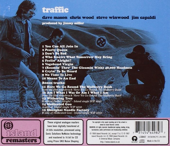 Traffic - Traffic (1968) (2nd Album) (1999 remastered reissue with 5 bonus tracks) - CD - New - Image 2