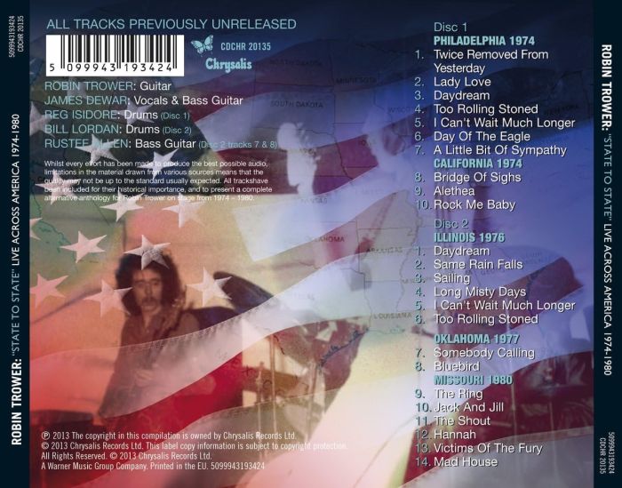 Trower, Robin - State To State: Live Across America 1974-1980 (2CD) - CD - New - Image 2