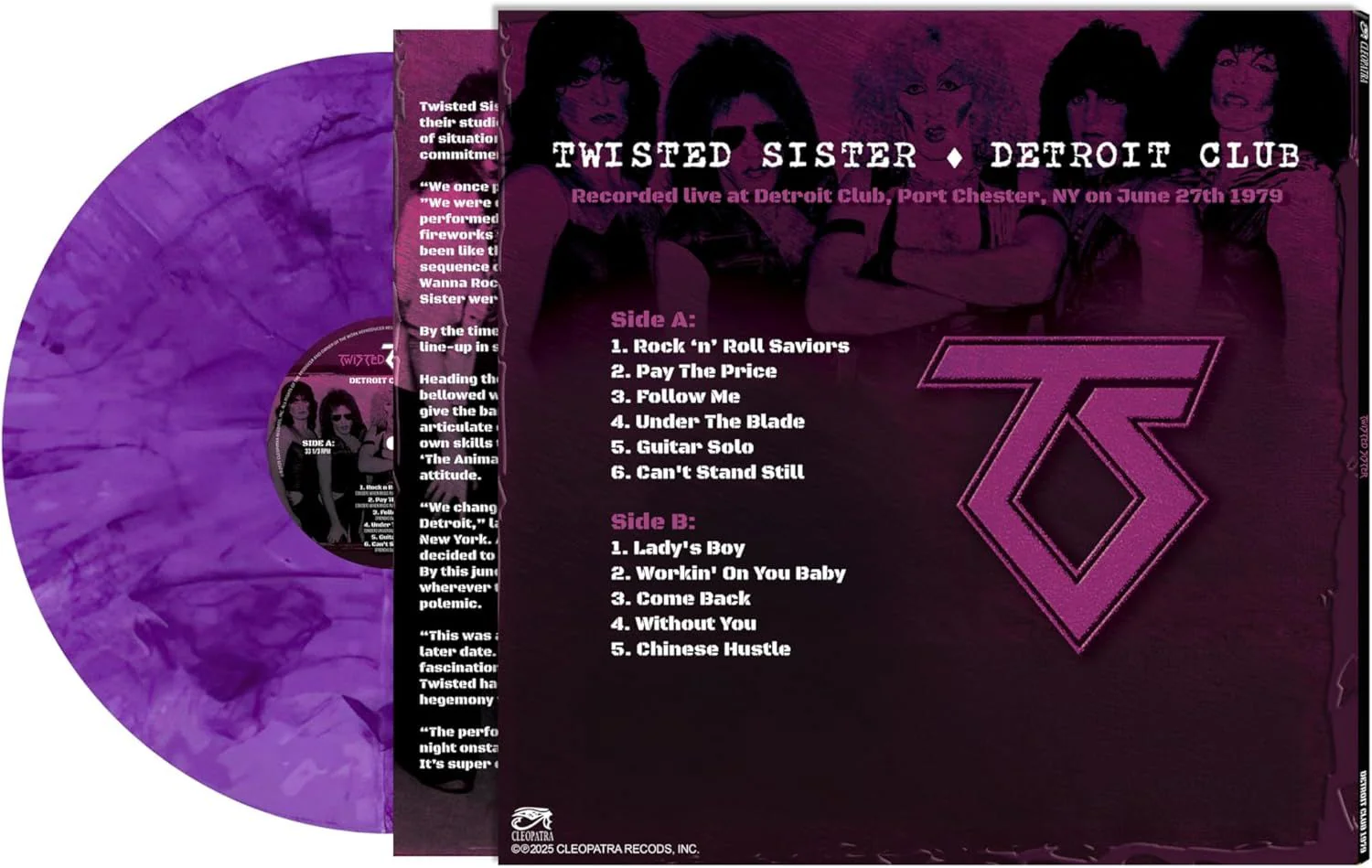 Twisted Sister - Detroit Club 1979 (Ltd. Ed. Purple Marble vinyl) - Vinyl - New - Image 2