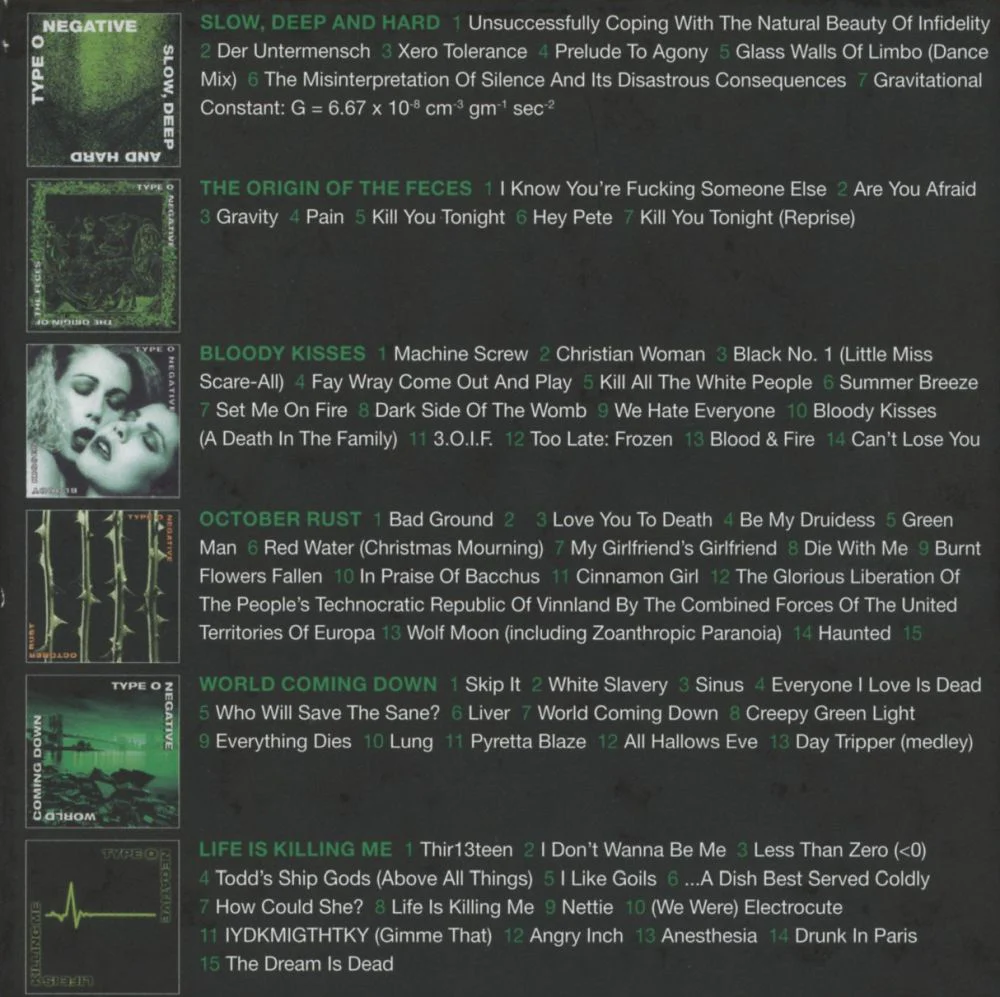 Type O Negative - Complete Roadrunner Collection 1991-2003, The (Slow, Deep And Hard/The Origin Of The Feces/Bloody Kisses/October Rust/World Coming Down/Life Is Killing Me) (6CD Box Set) - CD - New - Image 2