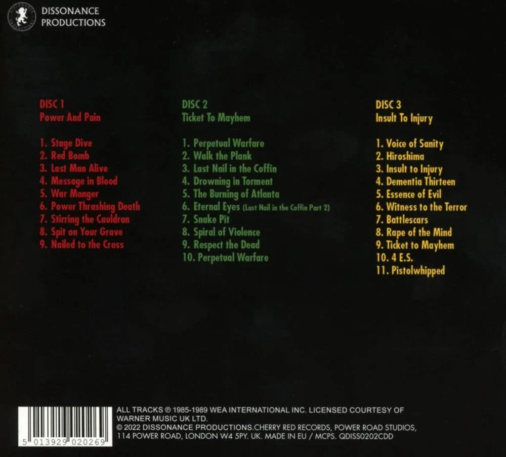 Whiplash - Roadrunner Years, The (Power And Pain/Ticket To Mayhem/Insult To Injury) (2022 3CD reissue) - CD - New - Image 2