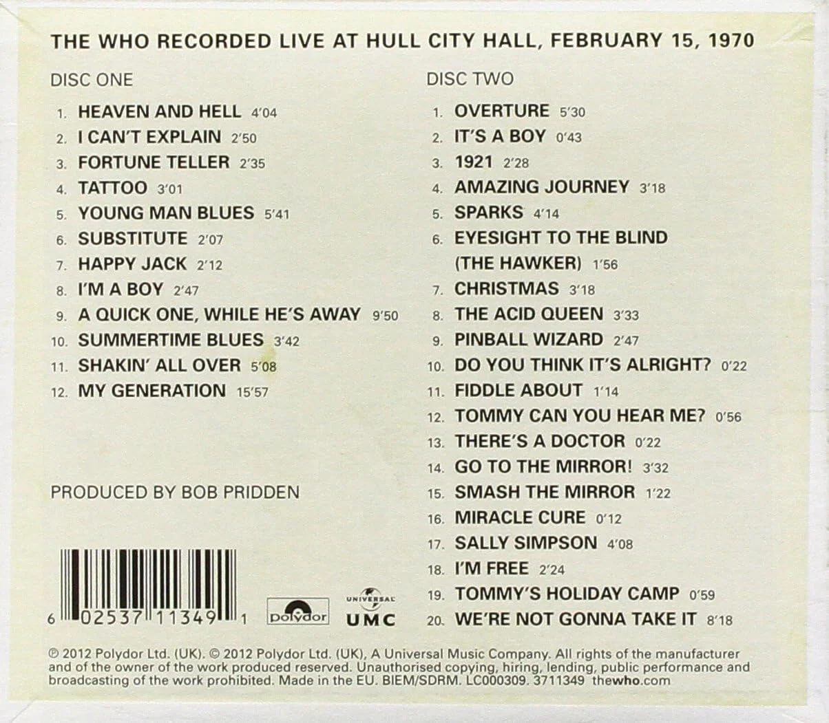 Who - Live At Hull 1970 (2CD) - CD - New - Image 2