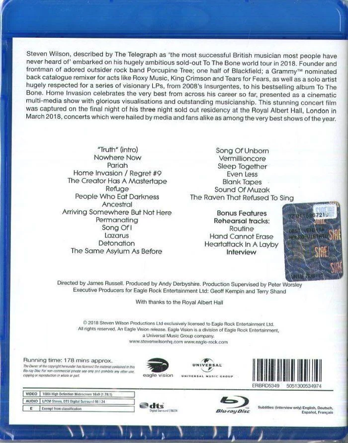 Wilson, Steven - Home Invasion - In Concert At The Royal Albert Hall (RA/B/C) - Blu-Ray - Music - Image 2